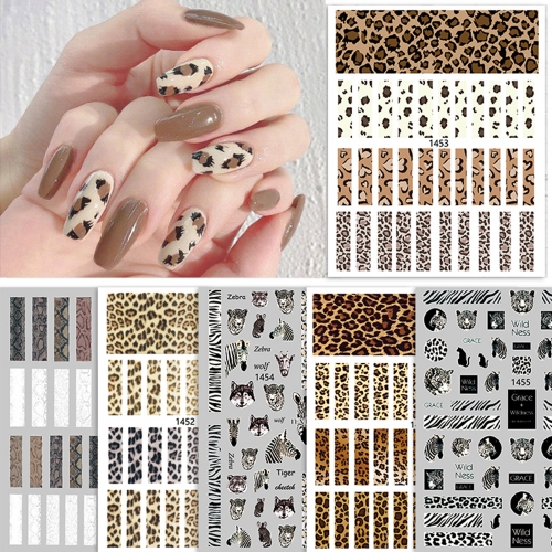 1pcs Manicure Tools Animal Series Tiger Print Leopard Nail Art Sticker Nail Art Decorations 3D Nail Decals Animal Tiger Nail Sticker