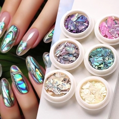 1Jar Irregular Natural Abalone Shell Pieces Nail Art Deco Parts Shellfish Fragments Decoration Flashing Nail Gravel Nail Accessories