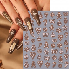 1Pcs Christmas Nail Art Stickers Winter Snowflake Gingerbread Man Elk Star Decals Nail Supplies Manicure Decor Nail Sticker