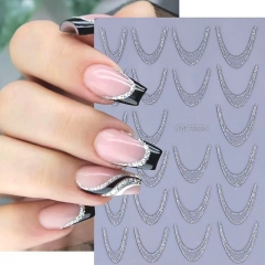 1Pcs French Line Nail Curved Decals Gradient Line Nail Sticker Manicure Nail Decoration DIY Nail Sticker