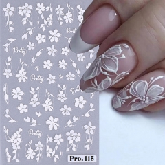 1Pcs Floral Nail Stickers Jelly White Floral Nail Art Stickers Decoration Acrylic Petal Adhesive Gel Slider Nail Art Accessories