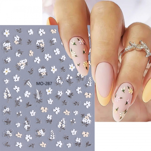 1Pcs 5D Embossed Nail Art Decals Florals Flowers Cartoon Rabbit Carrots Nails Stickers Decorations For Manicure Nail Sticker