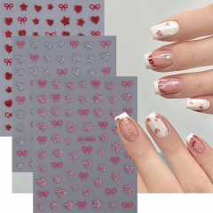 1 Pcs Pink Butterfly Butterfly Bow Nail Stickers Shiny Laser 3D Butterflies Nail Decals Adhesive Butterfly Nail Sticker