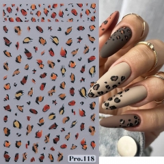 1Pcs New Leopard Print Nail Stickers Heart Decals Claw Nail Supplies Leopard Designs Tattoo Adhesive Sliders Manicure Decoration Nail Stickers