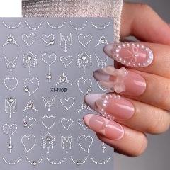 1Pcs French Tips Nail Chain Stickers Retro Wave Simple Line Design Adhesive Slider Nail Art Decorations Decals Nail Sticker