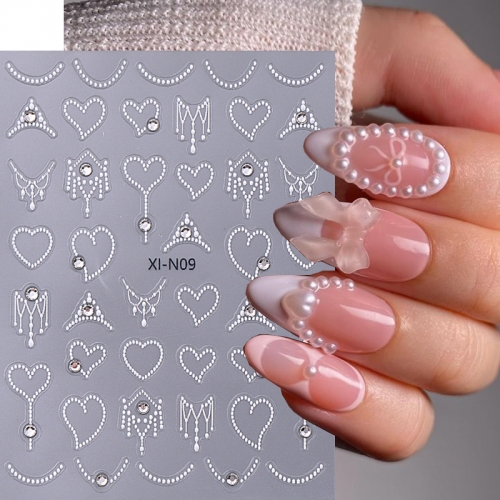 1Pcs French Tips Nail Chain Stickers Retro Wave Simple Line Design Adhesive Slider Nail Art Decorations Decals Nail Sticker