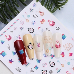 1Pcs Cute Santa Claus Nail Art Sticker Accessories Anime Cartoon Cute Letter Bear Patch Love Decoration Ornament Girl Gift Nail Art Sticker