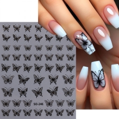 1Pcs Butterfly Nail Art Stickers Red Gold Black Butterfly Decals Elegant Design Manicure Decoration Nail Sticker