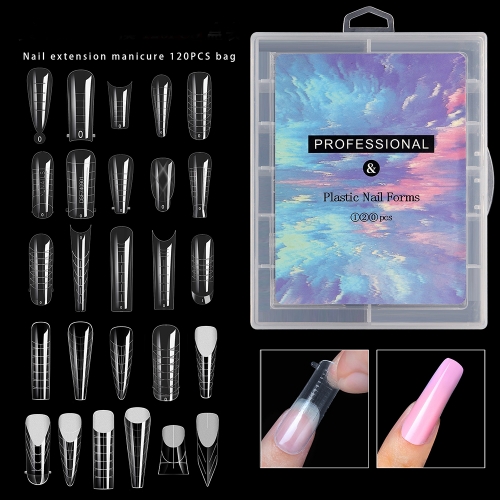 1Box Nail Forms Set Full Cover False Nails Quick Building Mold Fake Nail Shaping Extend Top Molds For Gel Salon Manicure Art Nail Tips