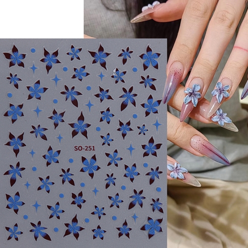 1Pcs Lily Flower 3D Nail Sticker Decals Jelly Floral Nail Art Decorations Acrylic Adhesive Gel Nail Sliders Nail Sticker