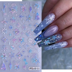 1Pcs 5D Christmas Nail Art Stickers Winter New Year Snowflake Snowman Elk Self Adhesive Sliders Star Moon Decals Manicure Decoration Nail Stickers