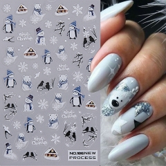 1 Pcs Christmas Nail Art Sticker Winter Elk Snowflake Snowman Rabbit Leaves Nail Decals Self-Adhesive Sliders Manicure Decorations Nail Sticker