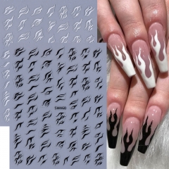 1Pcs 3D Black White Zebra Pattern Adhesive Nail Stickers Simple Leopard Sliders Decals DIY Manicure Art Decoracion Nail Accessories Nail Stickers