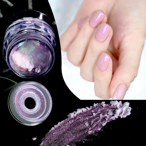 1Jar Aurora Nails Glitter Dust Chrome Moonlight Purple Rubbing on Powder Gradient Mirror Effect Pigment Nail Art Supplies Decoration Nail Powder