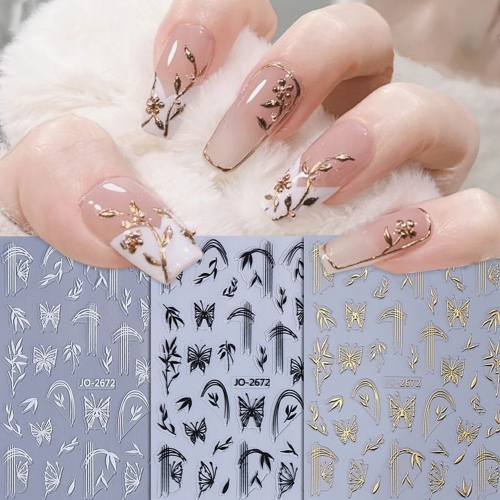 1Pcs Bamboo Lotus Nail Water Stickers Sliders Crane Flowers Chinese Character Style Nail Art Decals Tattoo DIY Manicure Decorations Nail Stickers