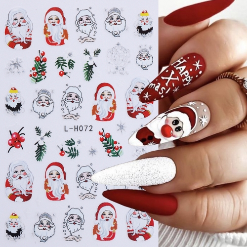 1Pcs Christmas Cartoon Nail Art Sticker 3D Winter Glitter Gold Santa Claus Snowman Red Holly Fruit Glue Sticker DIY Nail Art Decoration