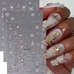 1Pcs Christmas Nail Art Sticker 3D Winter New Year Christmas Tree Snowman Sticky Slider Light Ball Snowflake Sticker Nail Art Decoration