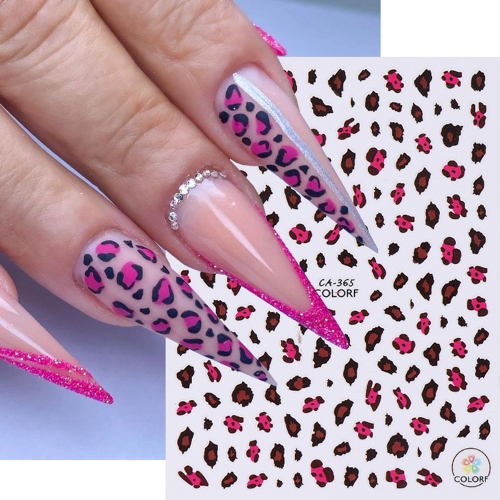 1Pcs 3D Colorful Leopard Print Adhesive Nail Art Stickers Simple Animal Pattern Nail Decals DIY Manicure Decoracion Nail Stickers