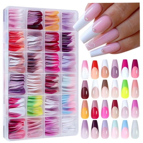 288pcs/box French False Nails White Tip Design Wearing Fake Nails Women Nails Press On Nails Manicure Nail Tips