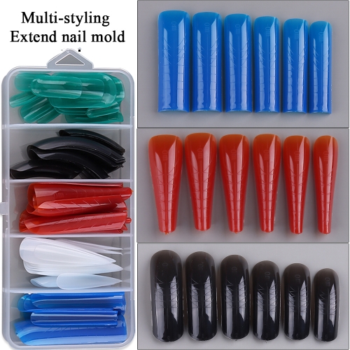 1Box Quick Building Top Forms Full Cover Dual Forms Nail Mold Set Acrylic False Nail Tips Extension Tips Nail Tips