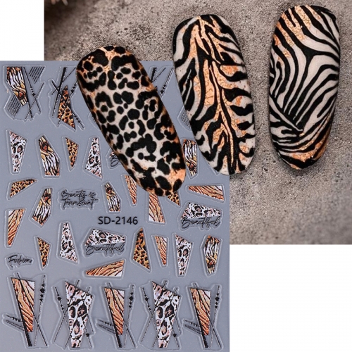 1Pcs Sexy Leopard Print Design Nail Art Stickers Animal Pattern French Lines Adhesive Sliders Nail Decals Manicure Decorations Nail Sticker