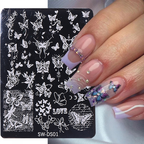 1Pcs Halloween Series Nail Art Stamping Plates Snake Butterfly Designs Nail Polish Flower Printing Stamp Template Tools Nail Sticker