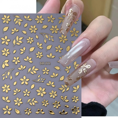 1Pcs 3D Acrylic Glitter Black Flower Nail Art Sticker Decals Watercolor Ink Blooming Floral Leaf Self-adhesive Slider Manicure Decor Nail Sticker