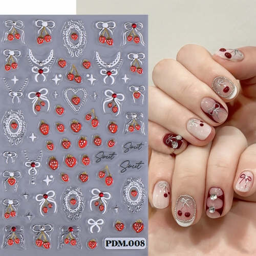 1Pcs Heart Nail Art Stickers Decals Christmas Festive Holly Berries Nail Self-adhesive Sliders Deer Star DIY Decorations Manicure Nail Sticker