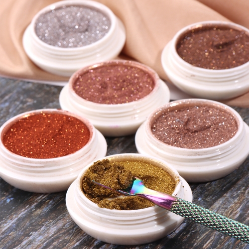 1jar Magic Mirror Chrome Nail Powder Metallic Glitter Dark Brown Yellow Pigment Dust Glamorous Autumn Winter Manicure Decor Nail Decoration