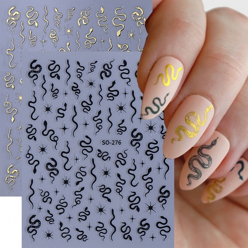 1Pcs Laser Silvery Snake Nail Stickers  Snake Adhesive Nail Sliders Shiny Cross Starlight Manicure Decal Nail Sticker