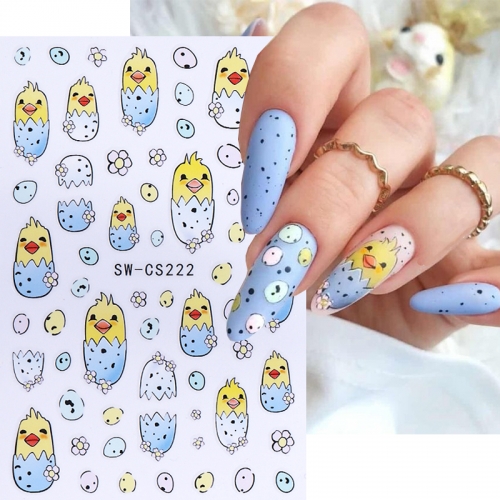 1Pcs Easter Bunny Nail Art Stickers 3D Cute Cartoon Rabbit Egg Heart Adhesive Slider Decals Manicure Decoration Foils Nail Sticker