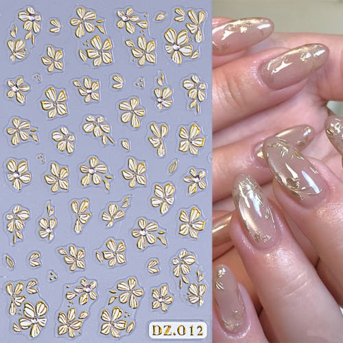 1Pcs 3D Gold Flowers Nail Stickers Simple Sunflower Decals Sliders DIY Manicure Self Adhesive Manicure Decoration Tips Nail Sticker