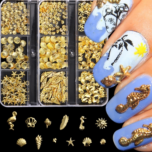 1Box Summer Ocean Style Nail Simple Stereoscopic Shell Conch Starfish Pearl Nail Decoration Fashion DIY Manicure Accessories Gifts Nail Decoration