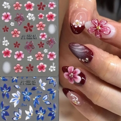 1Pcs Summer Ice Lily Nail Stickers 5D Flower Petal Decal Slider DIY Manicure Decoration Nail Sticker