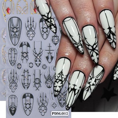 1Box Retro Foiling Nail Stickers Window Flower Printing Crystal Diamond Nail DIY Nail Sticker