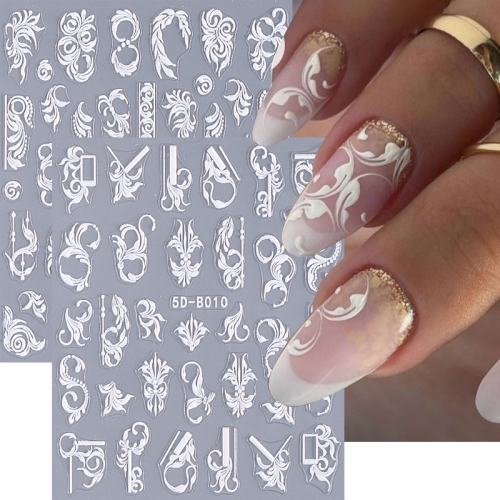 1Pcs 5D White Flower Nail Stickers Flower Petal  Decal Slider DIY Manicure Decoration Nail Sticker