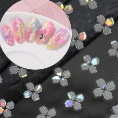 1Pcs Spring Laser Four-leaf Clover Nail Stickers Flower Spring Decal Slider DIY Manicure Decoration Nail Sticker