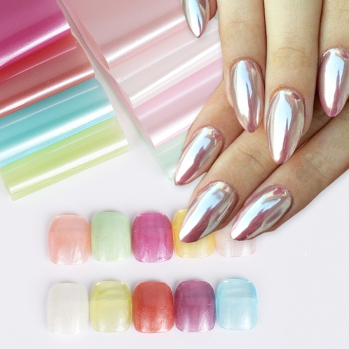 1Bag Nail Transfer Foils Colorful Pearlescent Starry Sky Paper Summer Style Full Wraps Foils Elegant Manicure Nail Decoration