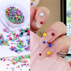 1Jar Summer Rainbow Candy Steel Ball Nail Charms Mix Dopamine Colorful Macaron Bubble Caviar Beads DIY Manicure Nail Decoration 