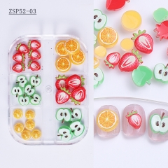 1Box 3D Mini Strawberry Apple Lemon Watermelon Fruit Resin Fillings Glitter Epoxy DIY Nail Decoration