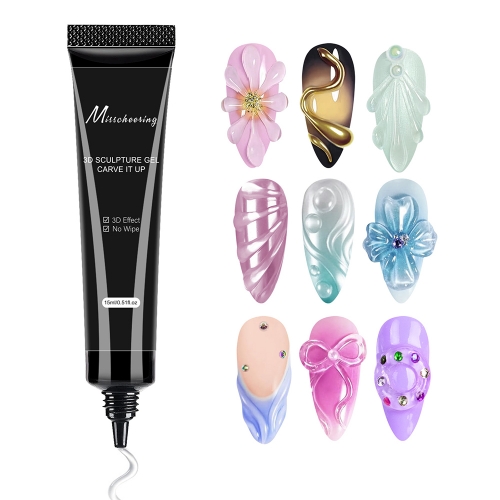 1Pcs 3D Gel Nail Art Sculpting Gel Nail Glue No Wipe Clear Gel Polish for Nail Designs DIY Nail Art Drawing Molding Nail Tool