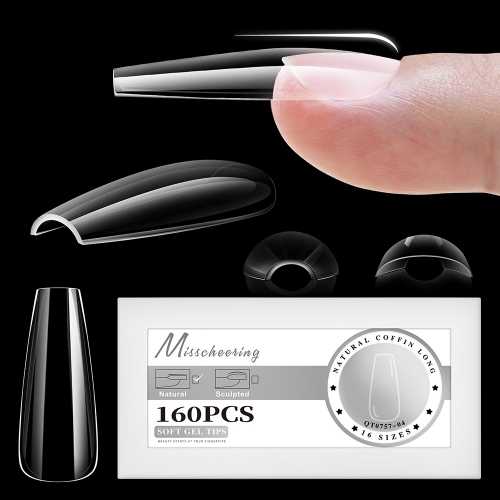 1Box Soft Gel Fake Nail Tips Fake Nail Full Cover Tips Soak Off Nail Extensions Medium Clear Press Nail Tips