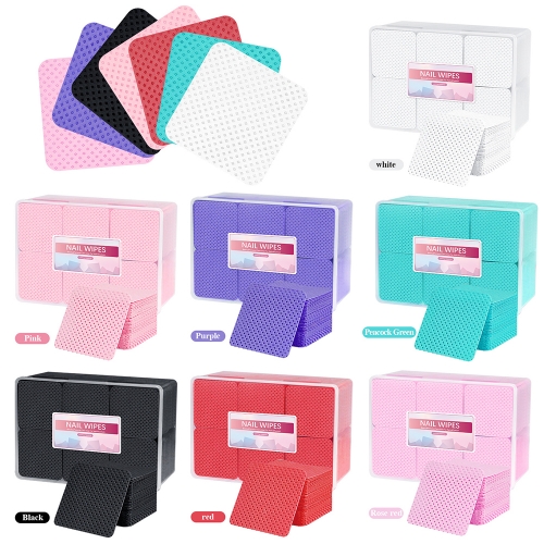 1Box Lint-free Nail Polish Remover Napkin Colorful Cotton Wipes Paper Pads UV Gel Dust Cleaner Cleaning For Manicure Nail Tool