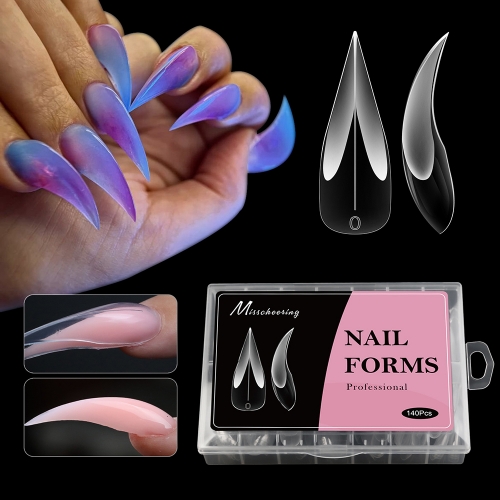 1Box Bendable Fake Nails 3D Nail Dual Forms for Nail Extension Press on False Nail Tips for DIY Salon Nail Tips