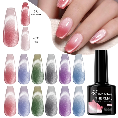 1Bottle Sparkling Cat's Eye Gel Illusion Aurora Flowing Sand Mica Crystal Magnetic Polish Gel Semi-Permanent UV LED Nail Polish 