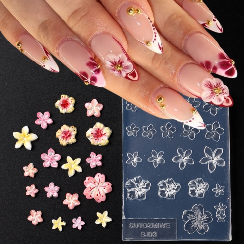 1Pcs 3D Island Flower Cherry Blossom Nail Art Silicone Mould DIY Casting Mold UV Epoxy Resin Silicone Mold Nail Tools