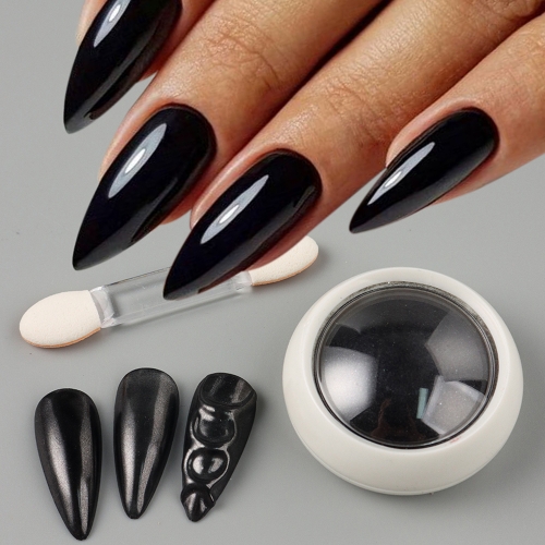 1Jar Black Magic Mirror Powder Flake with Reflective Brocade Diamond Nail Art Powder Sparkle Reflective Nail Art Powder Sandy Glitter Nail Powder