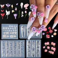 1Pcs 3D Bowknot Rose Butterfy Camellia Acrylic Mold Daisy Nail Art Decorations Nails DIY Design Silicone Nails Mold Nail Tools 