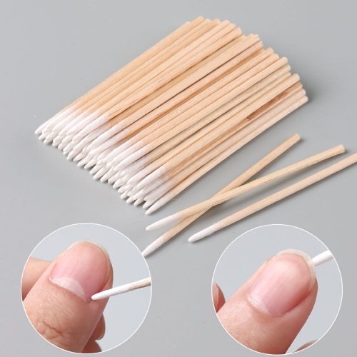 100pcs/bag Nail Tools Disposable Ultra-small Cotton Swab Brush Lint Free Micro Wood Makeup Brushes Eyelash Extension Glue Removing Nail Tools