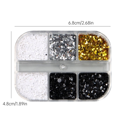 1Box Laser Mini Nail Glitter Powder Sequins Round 3D Flakes Holographic Powder For Nail Polish Manicure Nail Decoration 